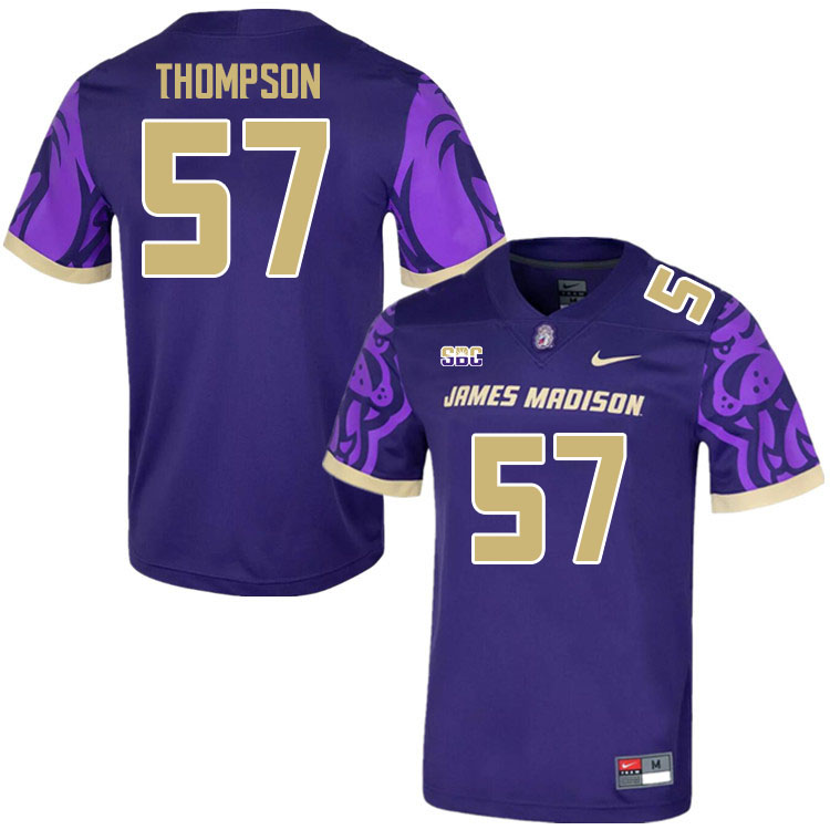 Men-Youth #57 Ike Thompson James Madison Dukes College Football Jerseys Stitched Sale-Purple